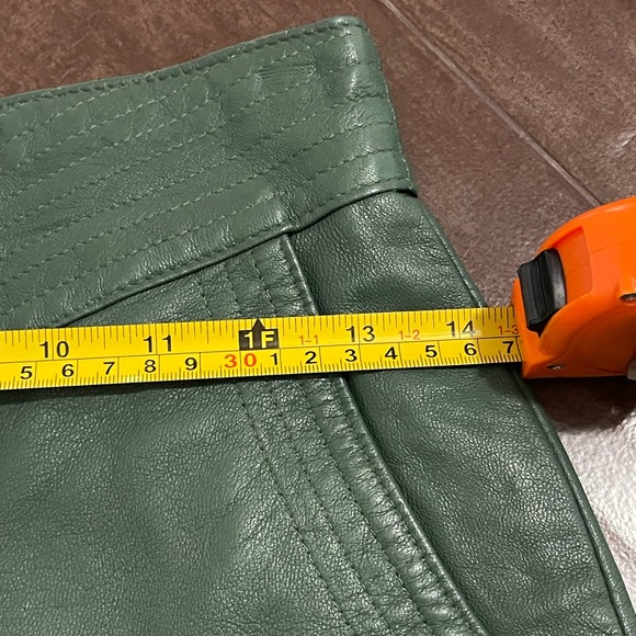 Sophisticated Olive Italian Leather Pencil Skirt - Picture 11 of 11